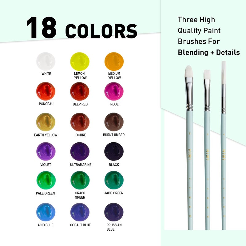 HIMI Gouache Paints Set  18 Colors  30g  jelly gouache paint set  Non Toxic Paint for Canvas and Paper  Art Supplies for Professionals  and More (Green Case - Image 2